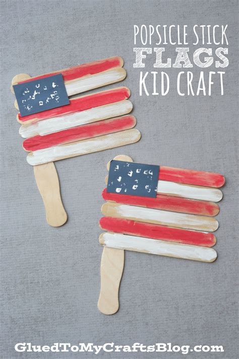 Super Quick Popsicle Stick Flags - Patriotic Kid Craft Tutorial | Kid ...