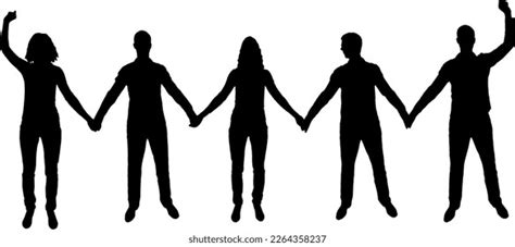 Silhouette Group Happy People Five People Stock Vector (Royalty Free ...