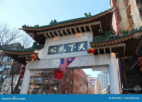 Chinatown Gate, Boston stock image. Image of lanterns - 84027987