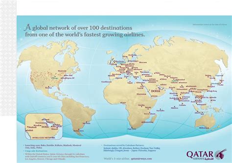 Qatar route map - Qatar flight routes map (Western Asia - Asia)