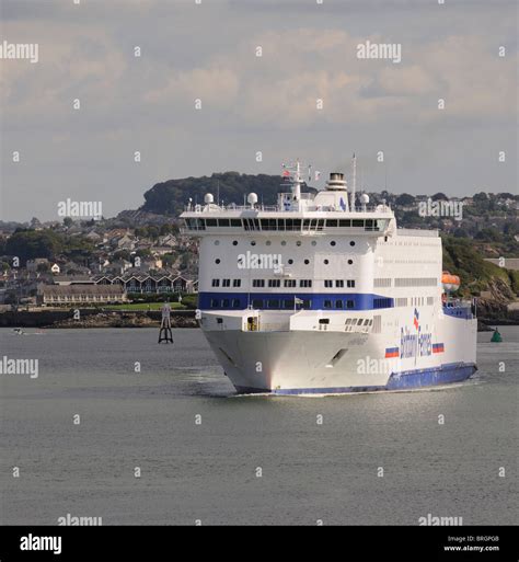 MV Armorique a roro Brittany Ferries company ferry inbound to Plymouth ferry terminal seen here ...