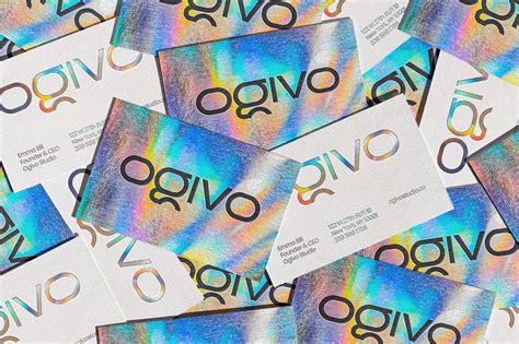 Business Card Holographic Business Card on Free Mockup :: Behance