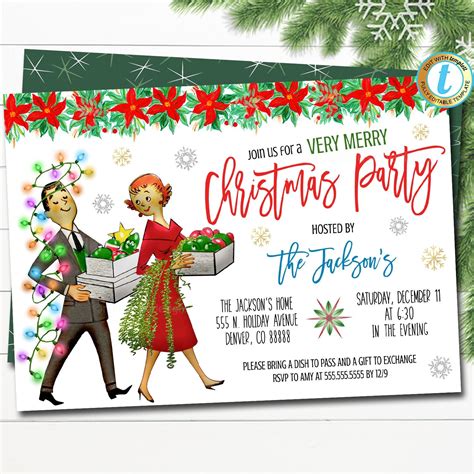 Retro Christmas Party Invitations