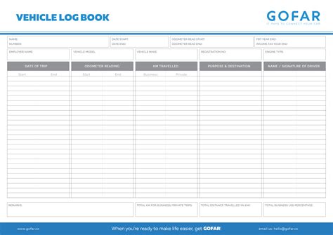 Printable Vehicle Log Book Template - Printable Word Searches