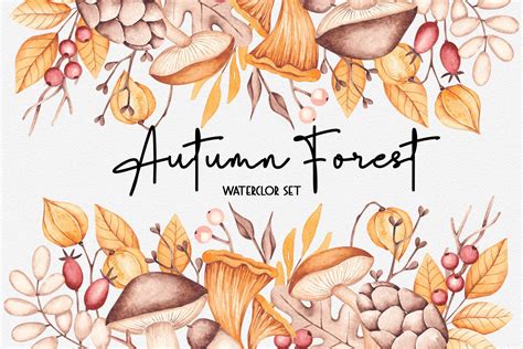 Watercolor Set “Autumn Forest” Graphic by SirenaArt · Creative Fabrica