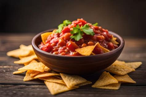 Premium AI Image | a bowl of nachos with chips and chips