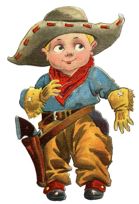 Vintage Clip Art - Cute LIttle Cowboy - The Graphics Fairy