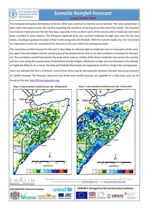 Somalia Rainfall Forecast - Issued: 06 May 2019 - Somalia | ReliefWeb