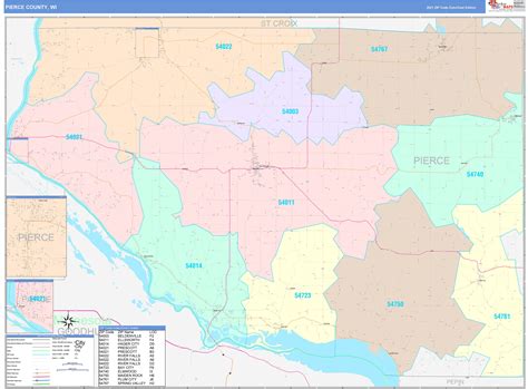 Pierce County, WI Wall Map Color Cast Style by MarketMAPS - MapSales