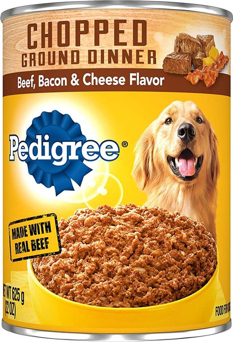 PEDIGREE CHOPPED GROUND DINNER Adult Canned Soft Wet Dog Food Beef, Bacon & Cheese Flavor, 22 oz ...