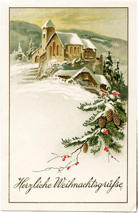 Country Church Scene~ Free Christmas Graphic - Old Design Shop Blog