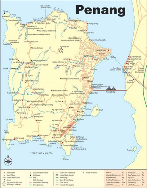 Large detailed map of Penang | Malaysia travel, Penang, Penang malaysia