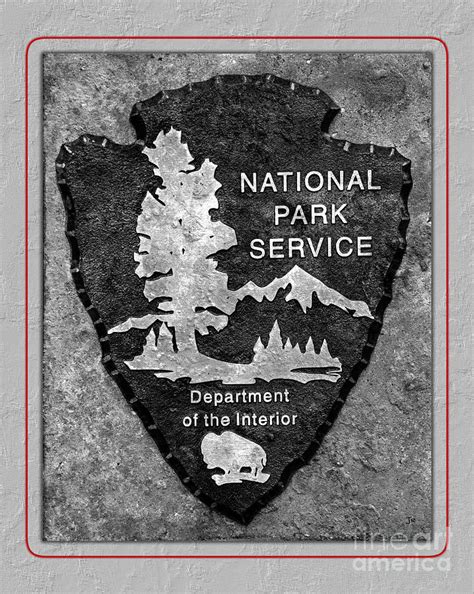 Grayscale National Park Service Logo Red Accent Textured Border Digital ...