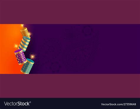 Happy diwali festival crackers banner with text Vector Image