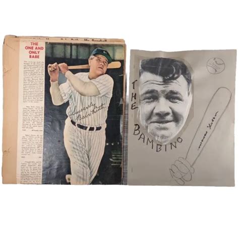 1940S BABE RUTH Baseball Scrapbook Tim Cohane Ephemera Newspaper Folk Art Rare $149.95 - PicClick