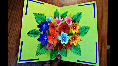 DIY Flower Bouquet Pop up Card-Paper Crafts-Handmade Craft