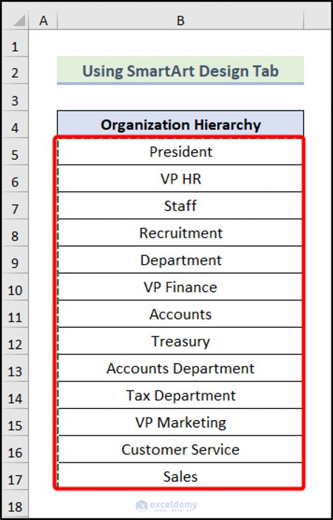 How to Create an Organizational Chart in Excel from a List