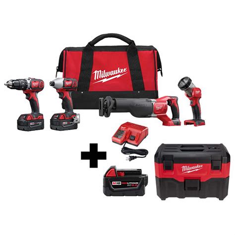 MILWAUKEE, 18 V Volt, 5 Tools, Tool Combination Kit - 382ZC1|2696-24 ...