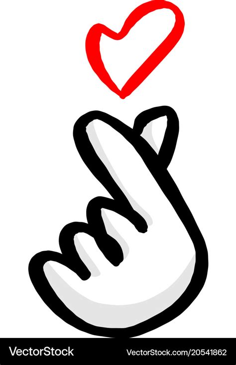 Korean hand heart symbol with red heart Royalty Free Vector