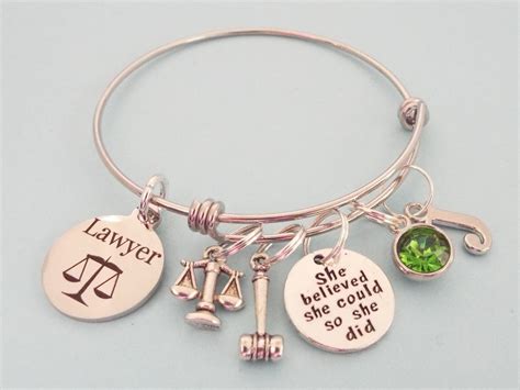 Lawyer Graduation Gift, Attorney Graduate Charm Bracelet, Personalized Grad Gift for Her, Gift ...