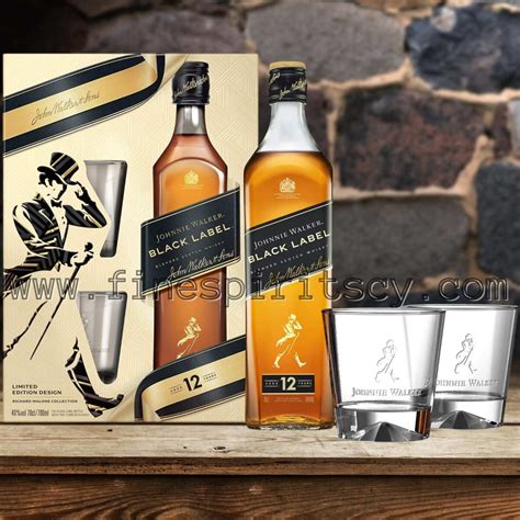 Johnnie Walker Black Label Gift Set + 2 Glasses 700ml 40%