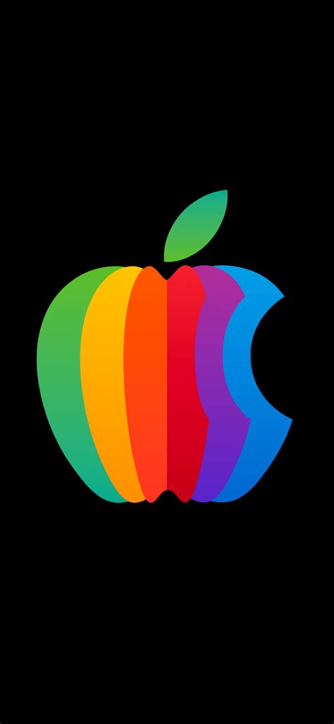 Rainbow Wallpaper 4K, Apple logo, AMOLED, Colorful