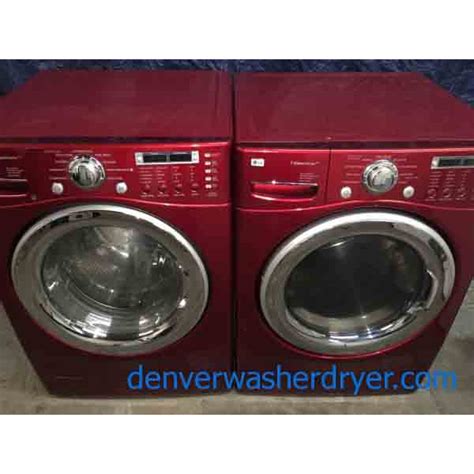 Red LG Front Load Stackable Washer and Dryer Set, 220v, Steam - #2913 ...