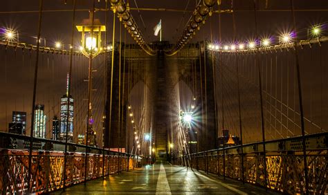 Brooklyn Bridge, USA, Bridges, New York City, Night, Street lights, Fairy lights, HD Wallpaper ...