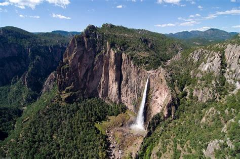 Mexico - Piedra Volada Falls is a tall plunge waterfall in the Sierra ...