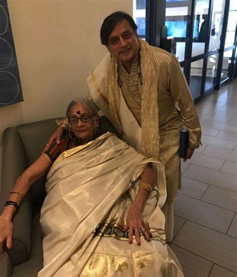 Shashi Tharoor poses with his mother Lily Tharoor ahead of wedding ceremonies