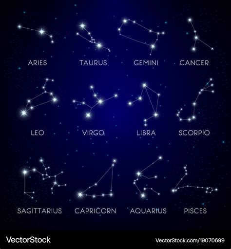 Constellation stars zodiac signs in space Vector Image