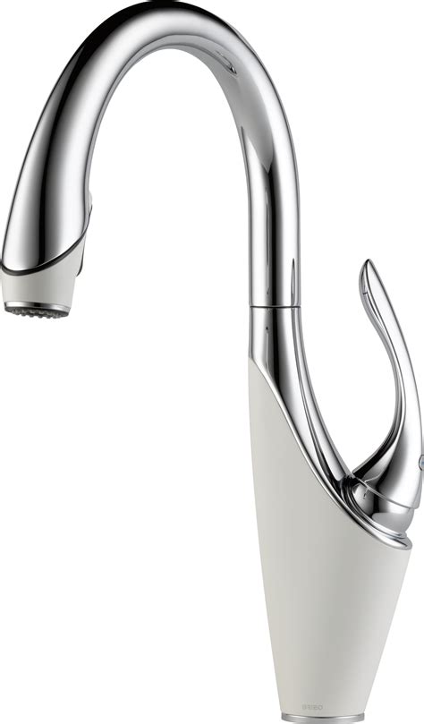 Brizo 63055LF-PCMW Vuelo Polished Chrome and Matte White Single Handle Pull-Down Kitchen Faucet ...