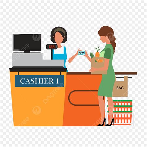 Supermarket Checkout Vector Art PNG, Supermarket Supermarket Checkout Bill Please, Checkout ...