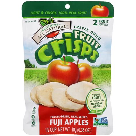 Brothers-All-Natural, Fruit Crisps, Fuji Apples, 6 Single Serve Bags, 2.12 oz (60 g) - iHerb