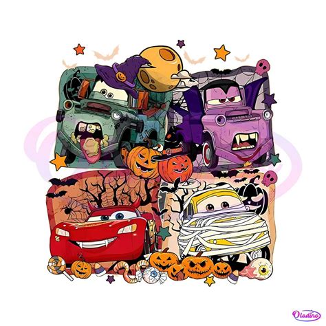 Vintage Disney Cars Characters Halloween PNG Download File