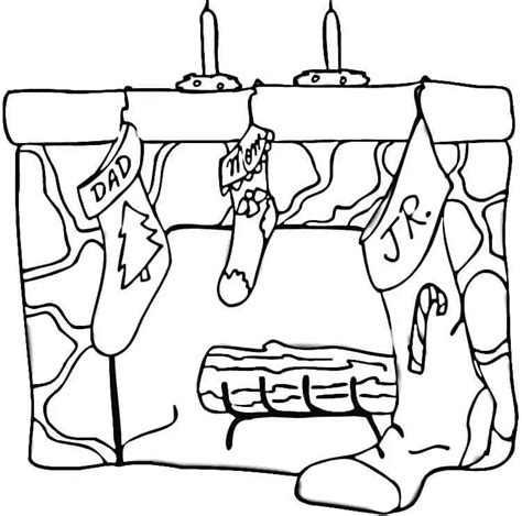 Presents at Christmas Fireplace Coloring Pages - Coloring Cool