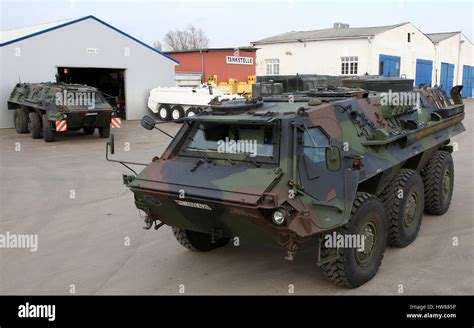 Military vehicles of the German Bundeswehr can be seen at the FWW Fahrzeugwerk GmbH in ...