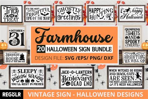 Farmhouse Halloween Sign Svg Bundle, Halloween Sign Bundle