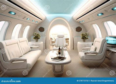 Private Jet S Futuristic Modern Interior, Where Sleek Design Elements ...