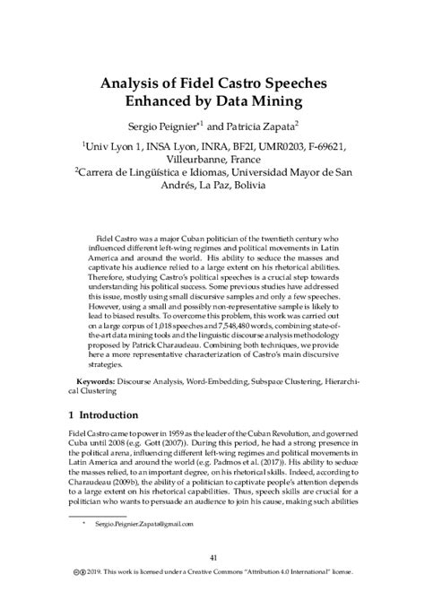 (PDF) Analysis of Fidel Castro Speeches Enhanced by Data Mining | sergio peignier - Academia.edu