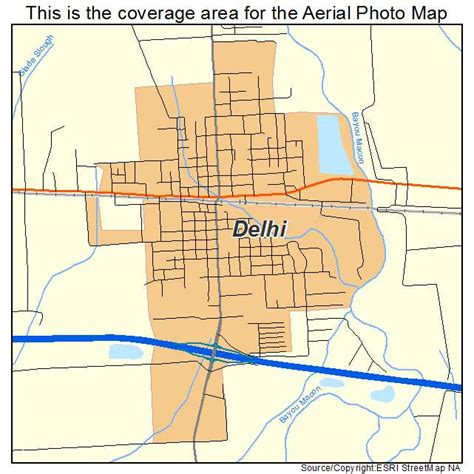 Aerial Photography Map of Delhi, LA Louisiana