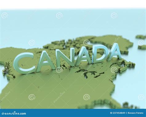 A 3D Rendered Map of Canada Stock Illustration - Illustration of land ...