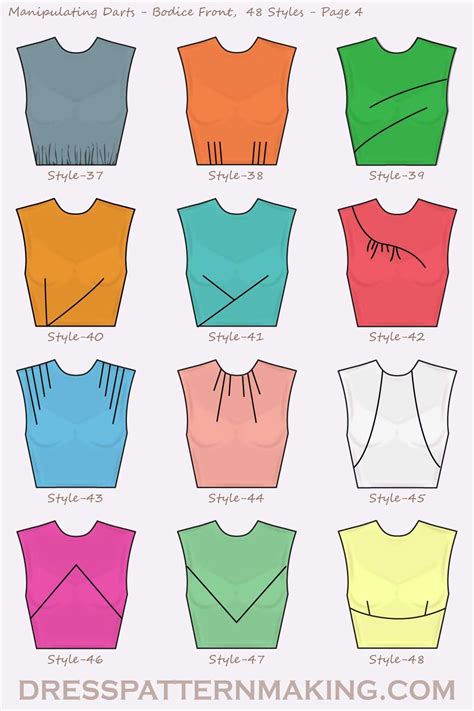 48 Styles for manipulating darts on the Bodice Front. Fashion Sewing Pattern, Dress Sewing ...