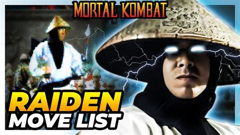 RAIDEN MOVE LIST - Mortal Kombat (MK1) - YouTube