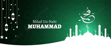 Eid Milad Un Nabi Banner Background In Green Color, Mawlid, Maulid, Nabi Background Image for ...