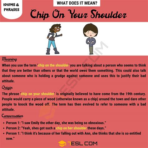 "Chip On Your Shoulder" Meaning, Origin and Examples • 7ESL