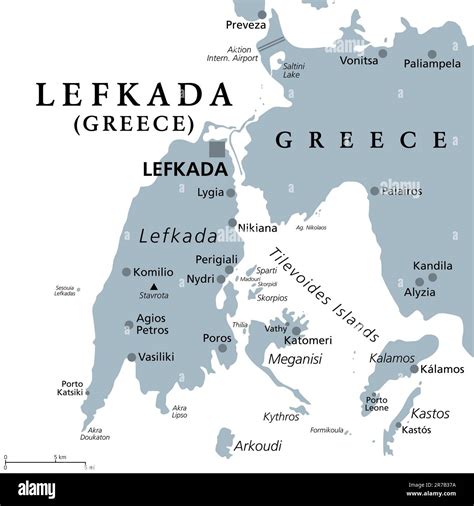 Lefkada, regional unit, gray political map. Part of Ionian Islands in ...