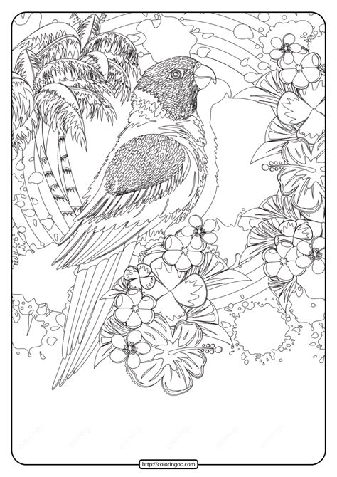 Free Printable Tropical Bird Pdf Coloring Page