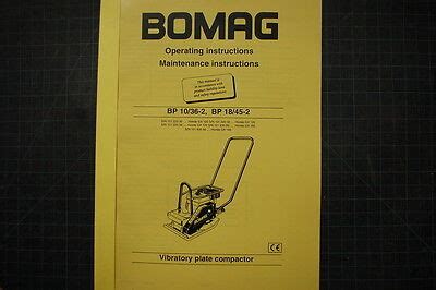 BOMAG BP 10/36-2 18/45-2 PLATE COMPACTOR Operation/Operator Maintenance Manual | eBay