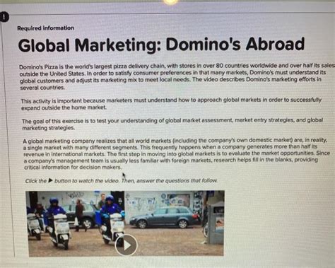 Solved 0 Required information Global Marketing: Domino's | Chegg.com